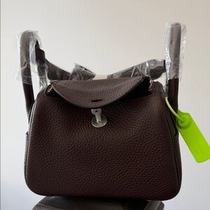 Wine Red/ Blue Jeans Genuine Leather Crossbody bag